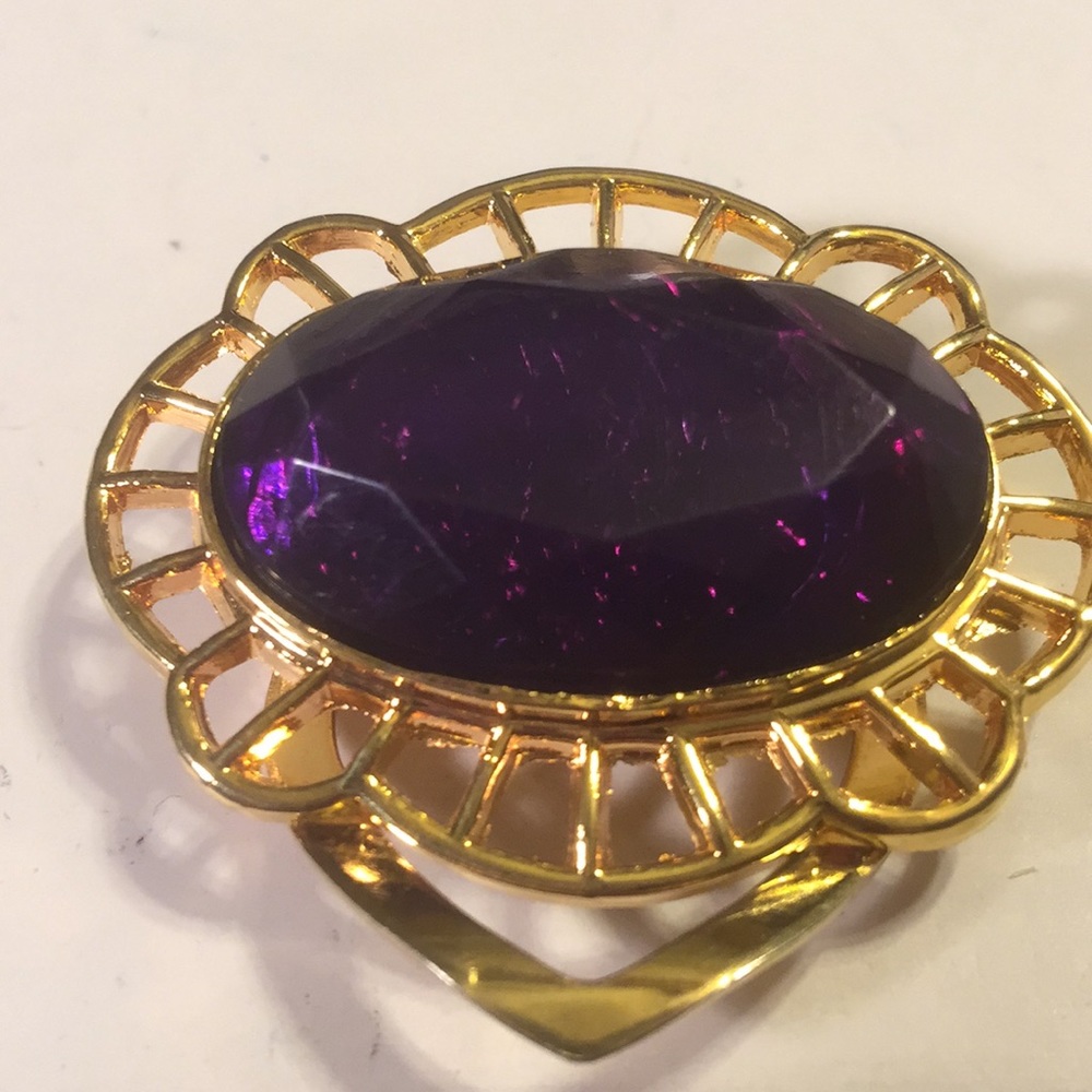Vintage purple gold scarf clip